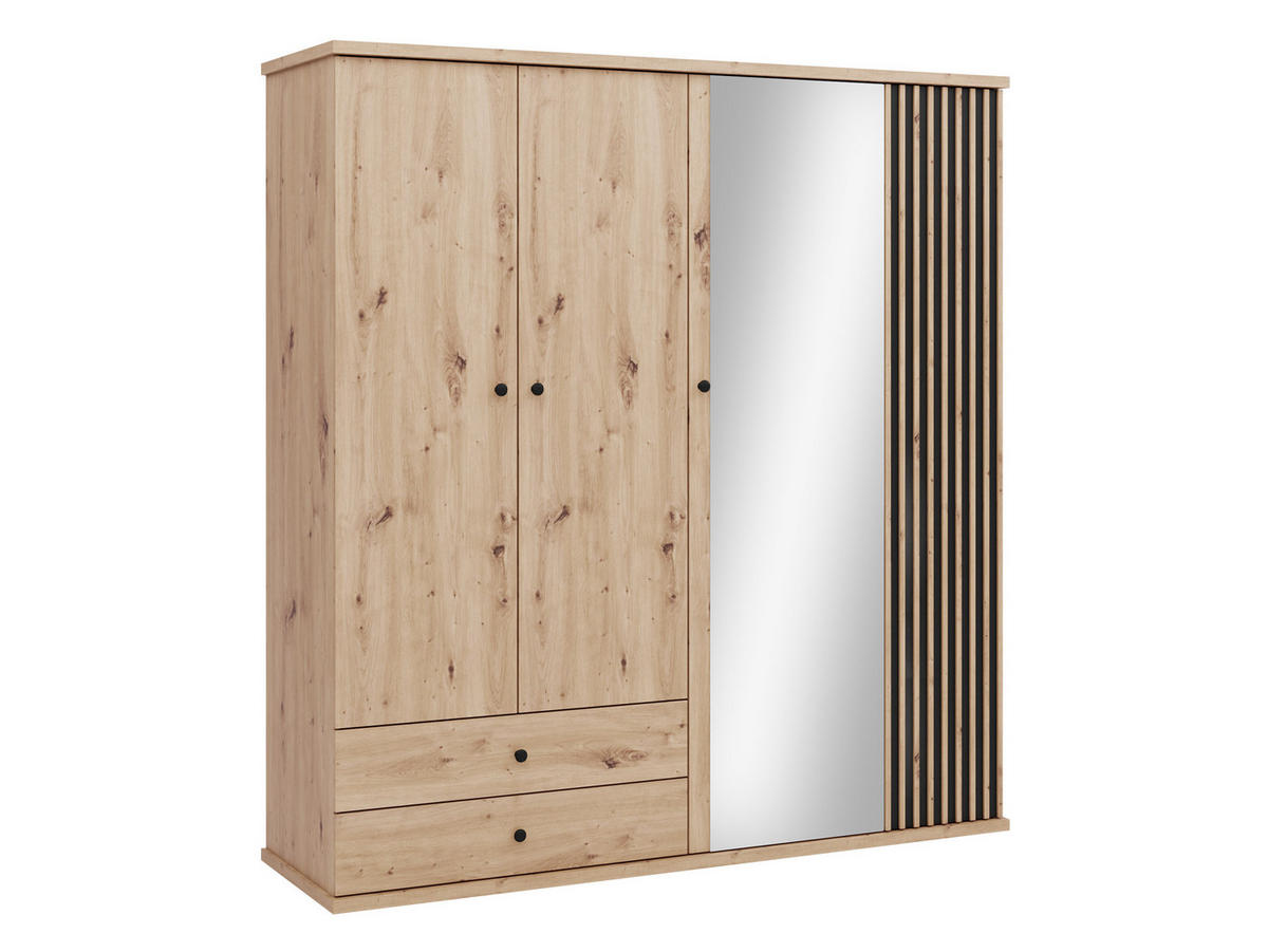 KLEIDERSCHRANK Cali C-24 - Schwarz/Eiche Artisan, Holzwerkstoff/Kunststoff (200/213/60cm) - MIRJAN24