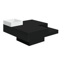 COUCHTISCH 72/72/30 cm mit LED-Beleuchtung und Aufbewahrungsbox - Schwarz, Holzwerkstoff (72/72/30cm) - Flora Grace