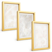 BILDER SET 3er Set - 20x30 cm Goldrahmen - Die Struktur von elegantem Marmor - Goldfarben, Kunststoff (20/30cm) - TULUP