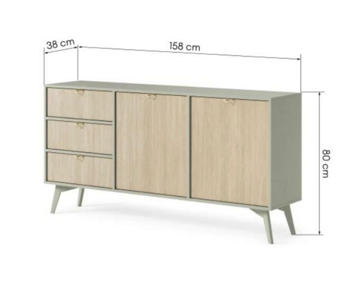 KOMMODE - Abeto Beige S158 - Eichefarben/Beige, Holz (158/80/38cm) - Möblo