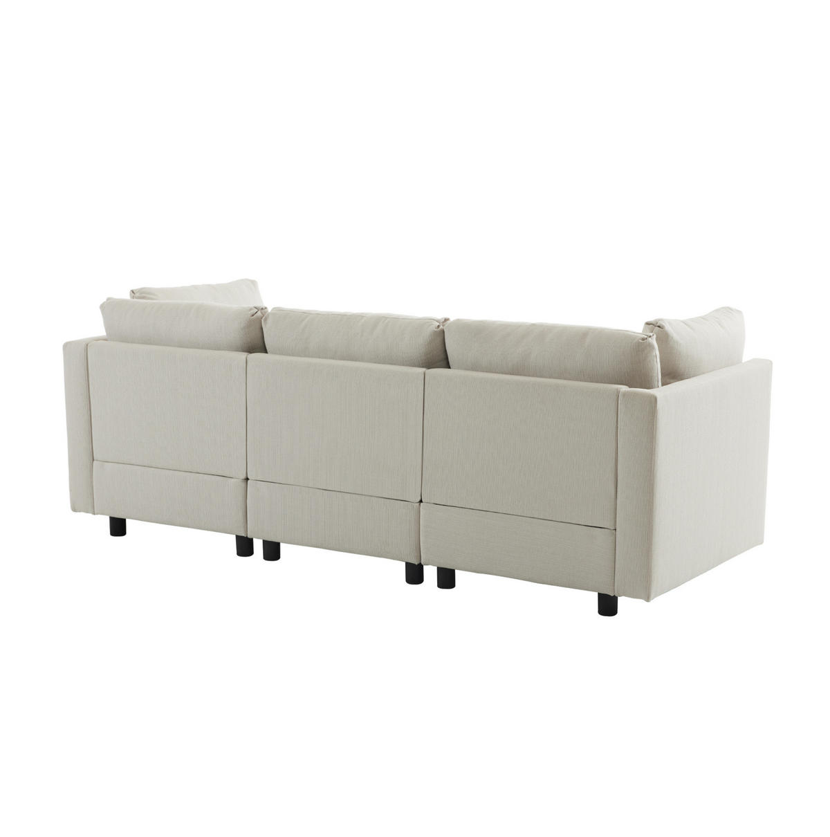 ECKSOFA Leinenstoff mit Fußhocker und Kissen 220/83/81 cm Beige - Beige, Textil (81/83cm) - Redom