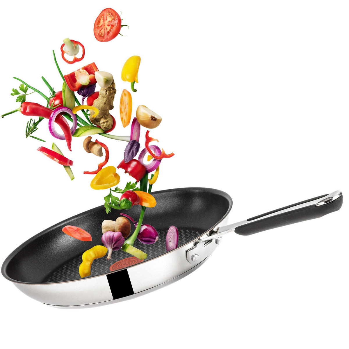 PFANNENSET E30 3Tlg Silber Schwarz Induktion Antihaft - Silberfarben/Schwarz, Metall - Tefal