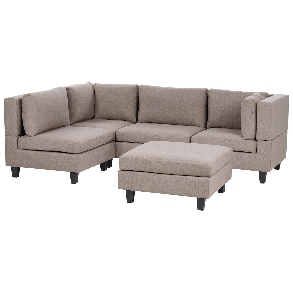 COLȚAR modul cu 4 locuri pe partea dreaptă maro textil cu otomană Unstad - maro/negru, material textil (228/152cm) - Beliani