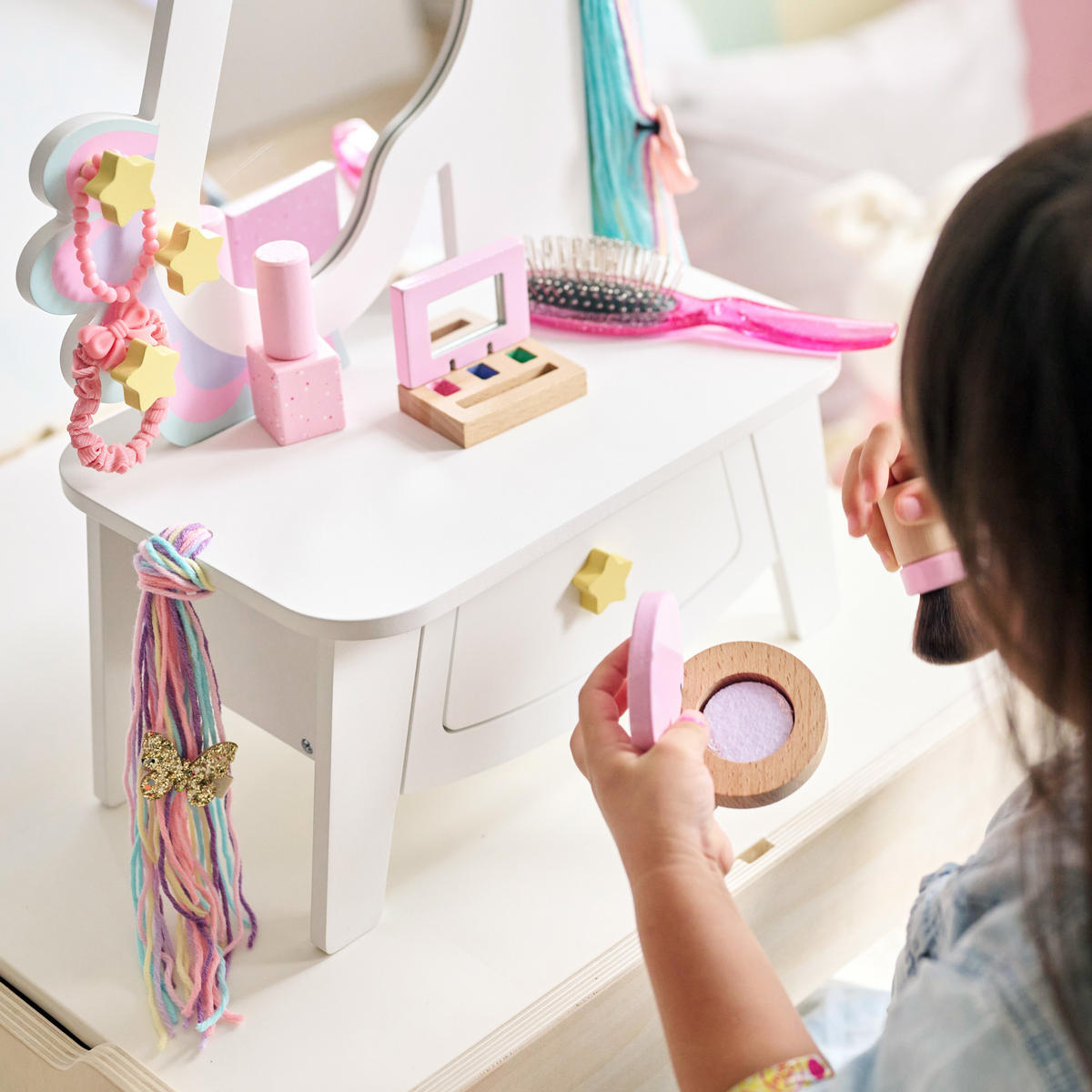 SCHMINKTISCH Einhorn mit Spiegel, 42cm, Weiß - Weiß, Holzwerkstoff (20/42/32cm) - Teamson Kids