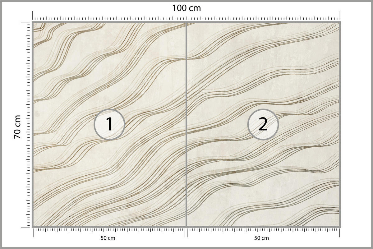 FOTOTAPETE für Wohnzimmer Beige Wellen Abstraktion 100x70 - Beige, Papier (100/70cm) - Muralo