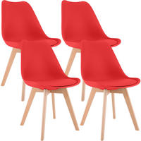 STUHL 4 Kunststoff Rot - Eukalyptusholzfarben/Rot, Holz/Kunststoff (49/83/50cm) - CLP