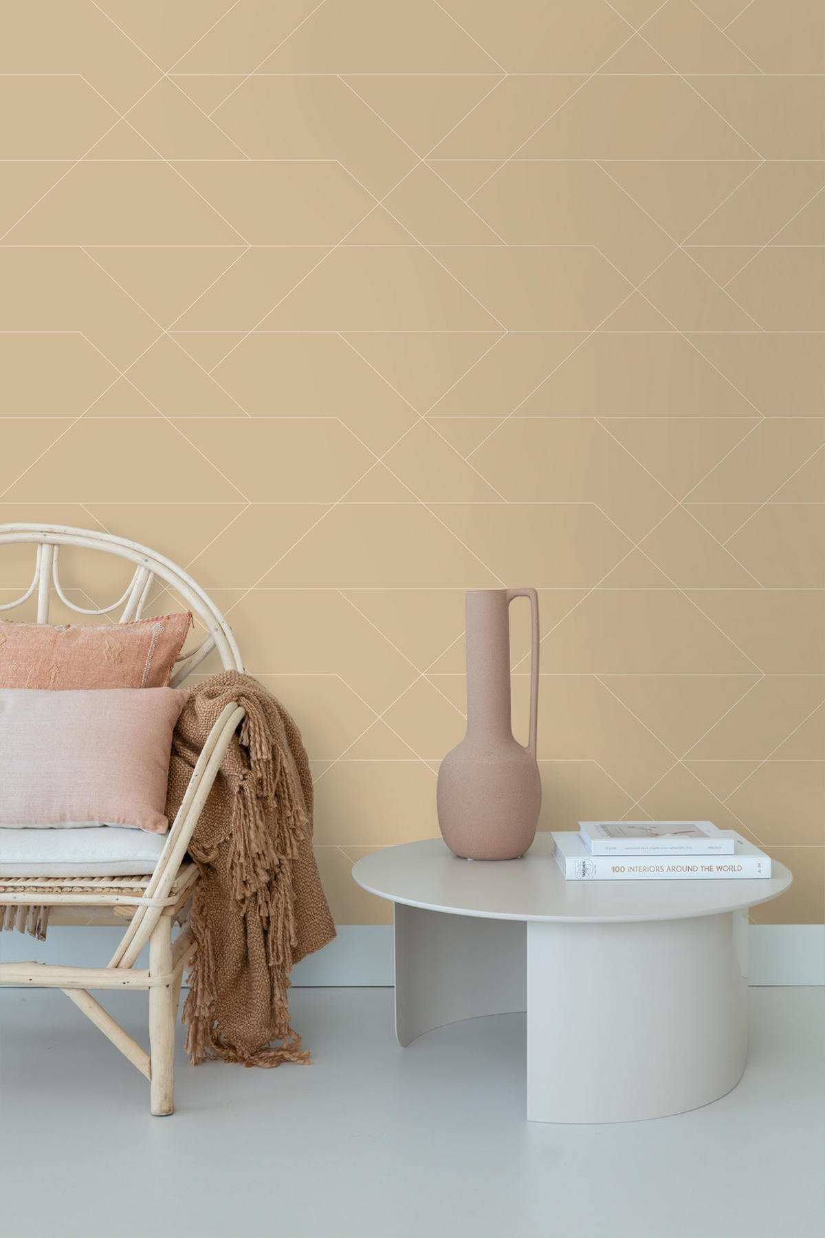 TAPETE grafische Linien 50 x 900 cm - Beige, Papier (50/900cm) - ESTAhome