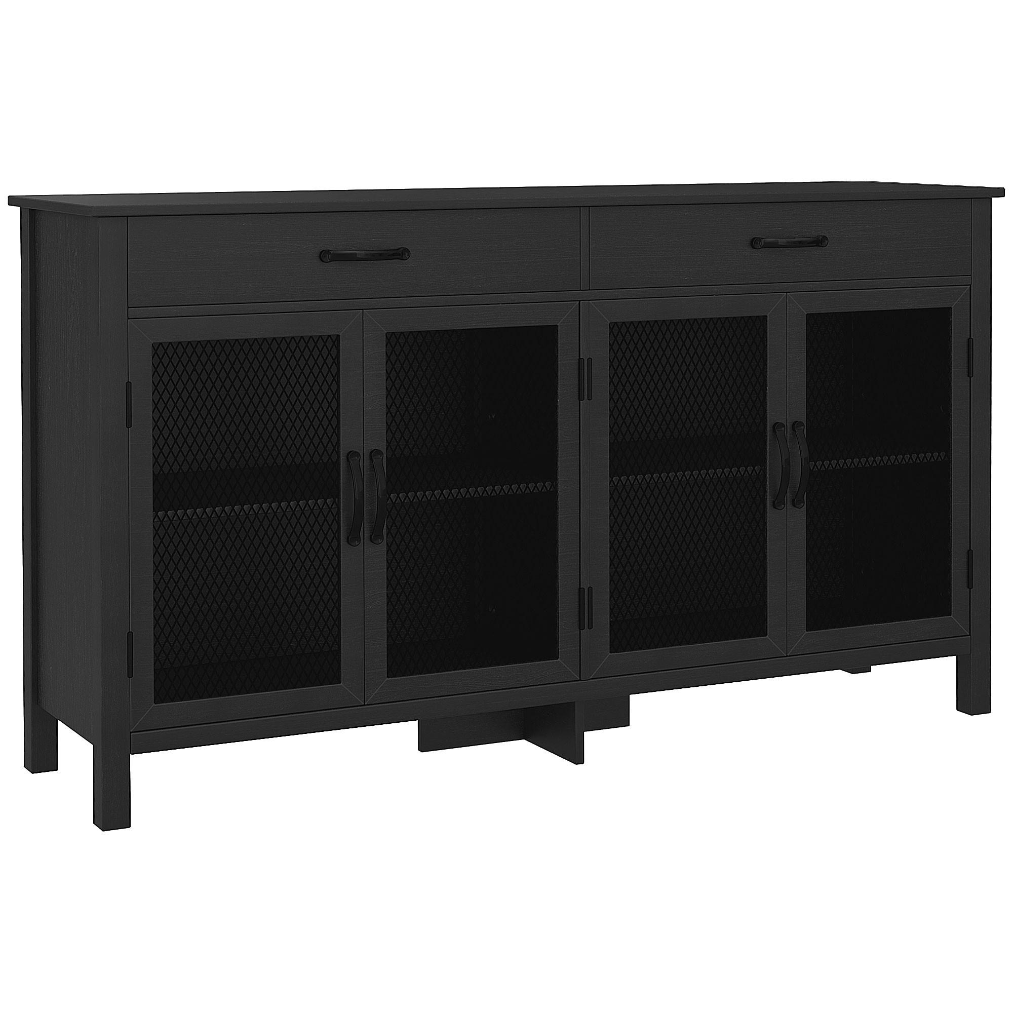 SIDEBOARD DE-11050 Industrie-Design, 4 Türen Schwarz - Schwarz, Holzwerkstoff (150/85/40cm) - ComfortXL