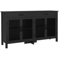 SIDEBOARD DE-11050 Industrie-Design, 4 Türen Schwarz - Schwarz, Holzwerkstoff (150/85/40cm) - ComfortXL