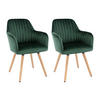 STUHL mit Armlehnen 2er-Set - Samt & Metall in Holzoptik - Dunkelgrün - ELEANA - Grün, Textil (56/85/58cm) - Vente-Unique
