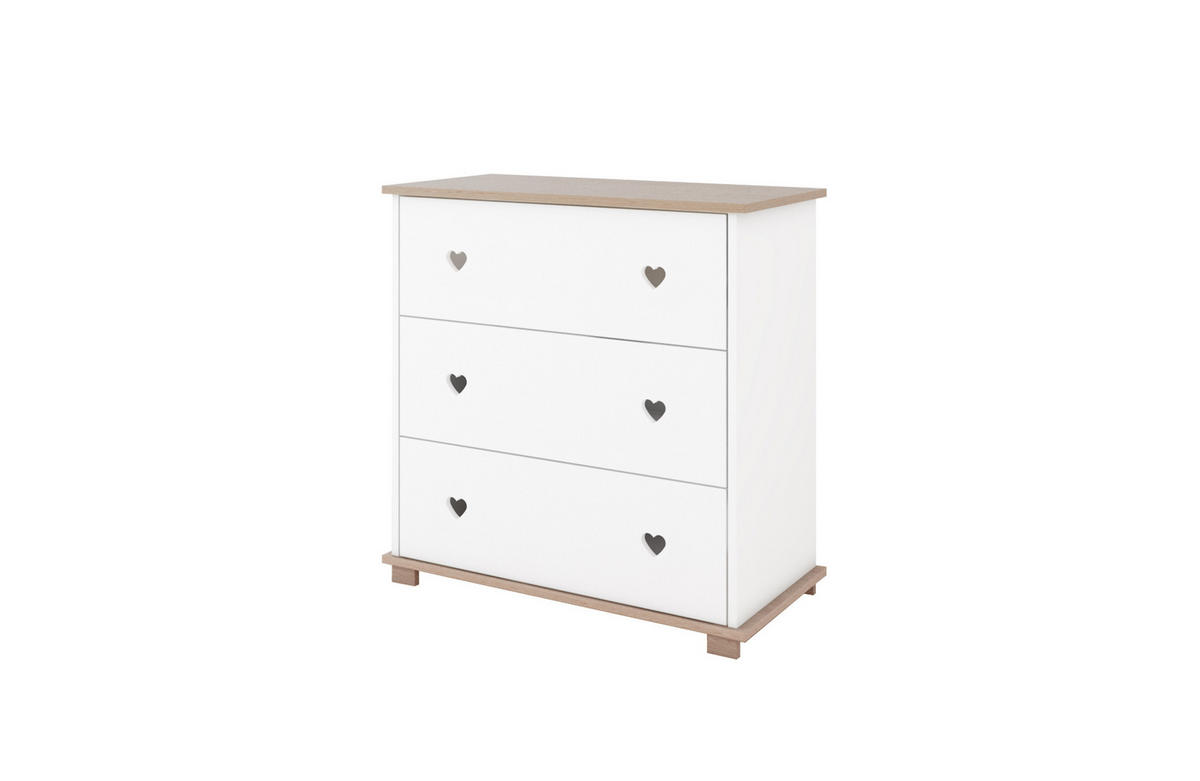 WICKELKOMMODE Kleines Herz - Eichefarben, Naturmaterialien (48/87/80cm) - kiki design
