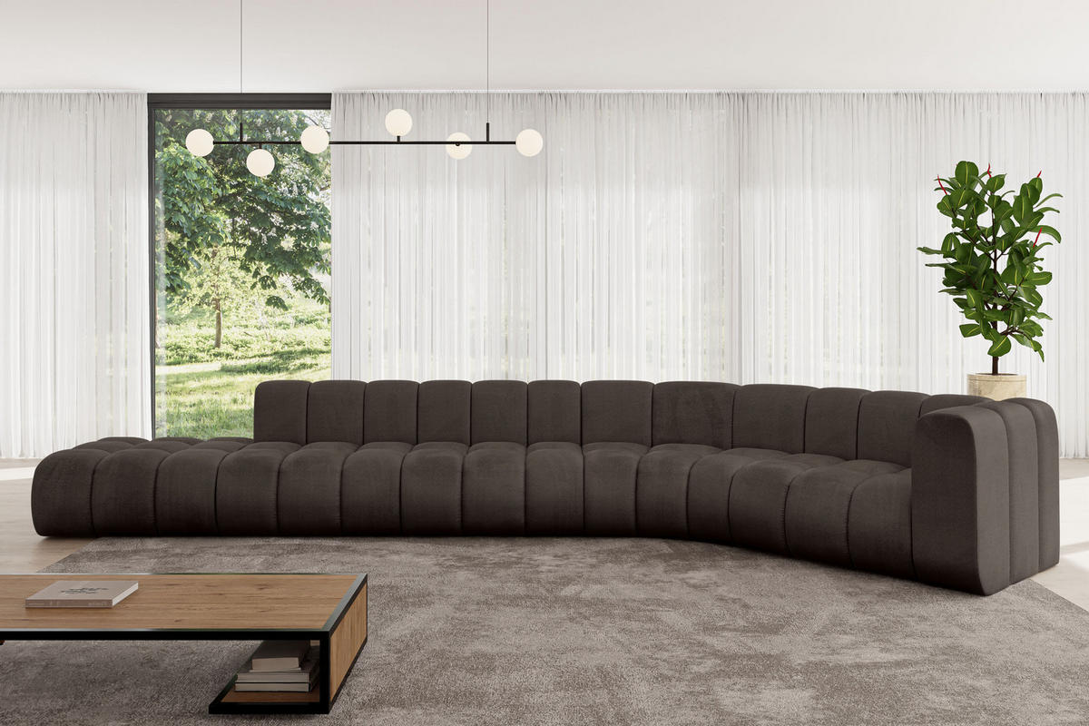 ECKSOFA modulares Sofa Tilmo-L2 - 490x194x70 cm Braun - Braun, Holzwerkstoff/Textil (490/194cm) - ALTDECOR
