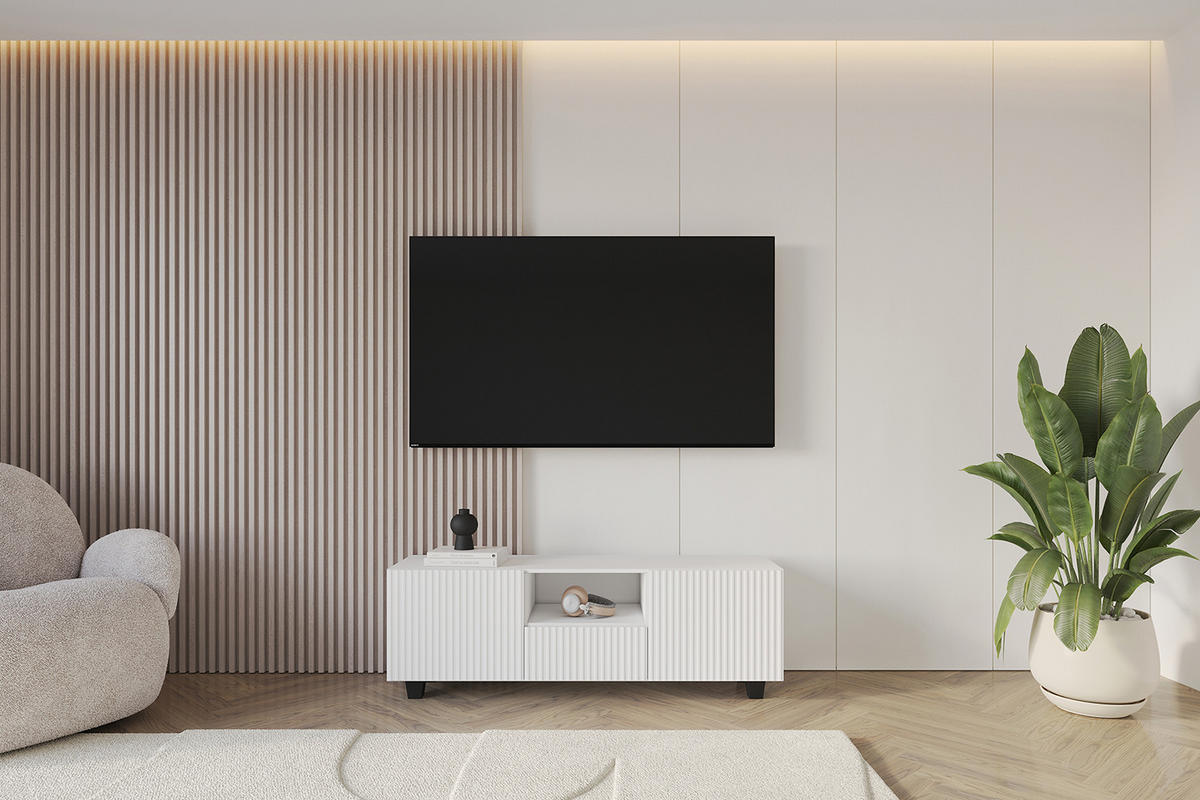 LOWBOARD NOA-2-S 140x50x41 cm - Weiß - Schwarz/Weiß, Holzwerkstoff (140/50/41cm) - ALTDECOR