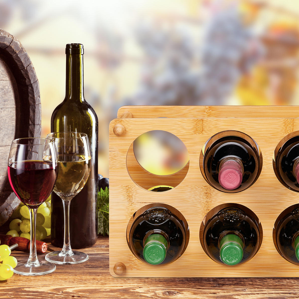 WEINREGAL - Hellbraun, Holz (32/21/18.5cm) - Relaxdays