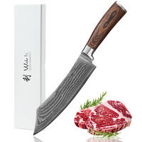 DAMAST BBQ- & Blockmesser I EDIB - Braun, Holz/Metall (30cm) - Wakoli