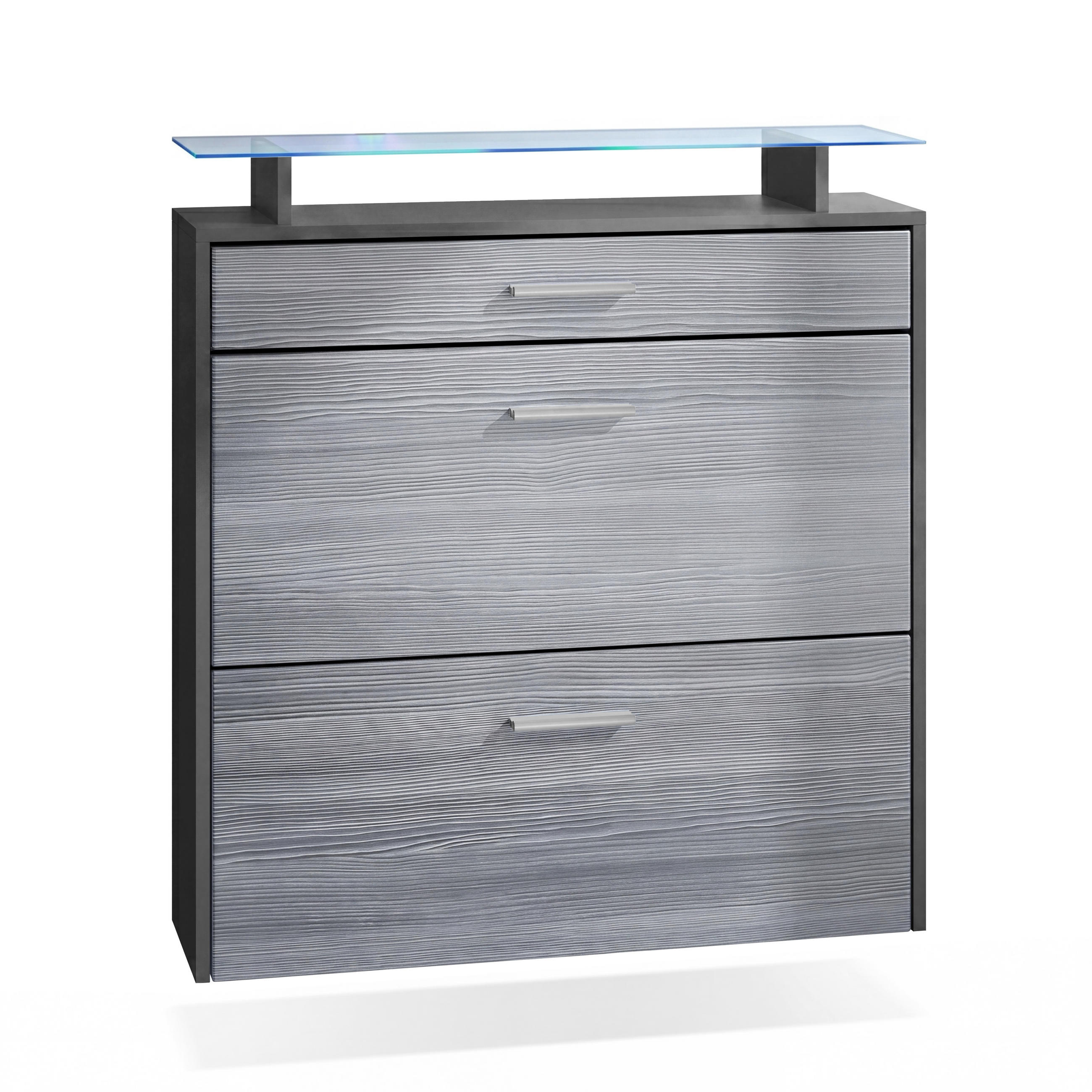 SCHUHSCHRANK Malea Fronten in Avola-Anthrazit - Anthrazit, Holzwerkstoff (89/96/23cm) - Vladon