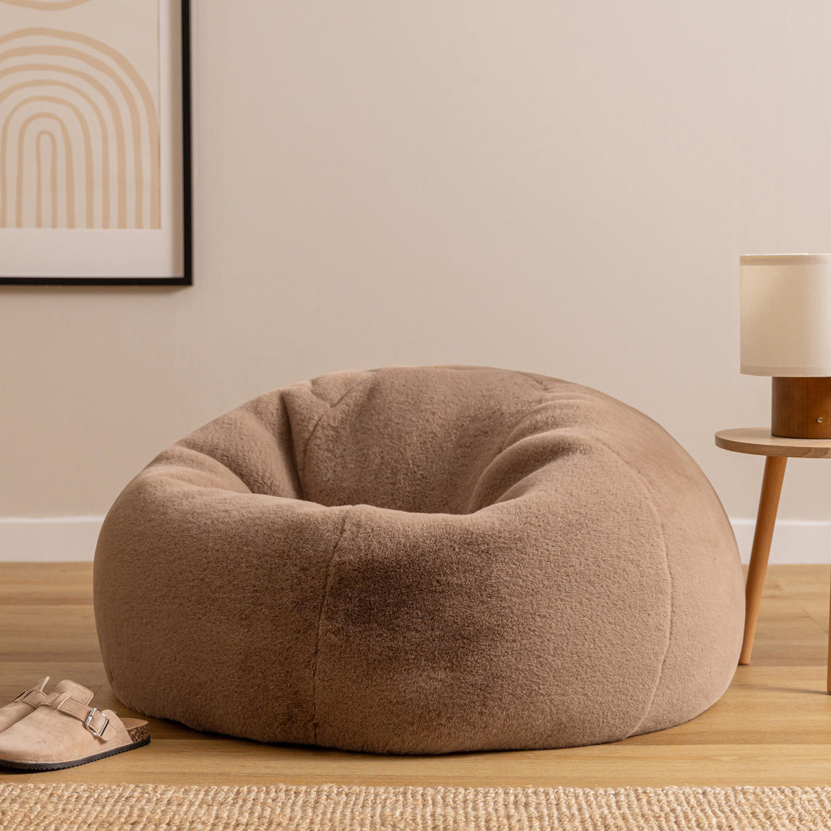 SITZSACK Kingston Kaninchenkunstfell - Mokka, Textil (85/50/85cm) - icon
