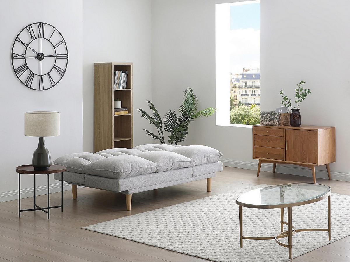 3-SITZER-SCHLAFSOFA Clic-Clac - Stoff - Hellgrau - PALOBU - Hellgrau, Textil (174/92/102cm) - Vente-Unique