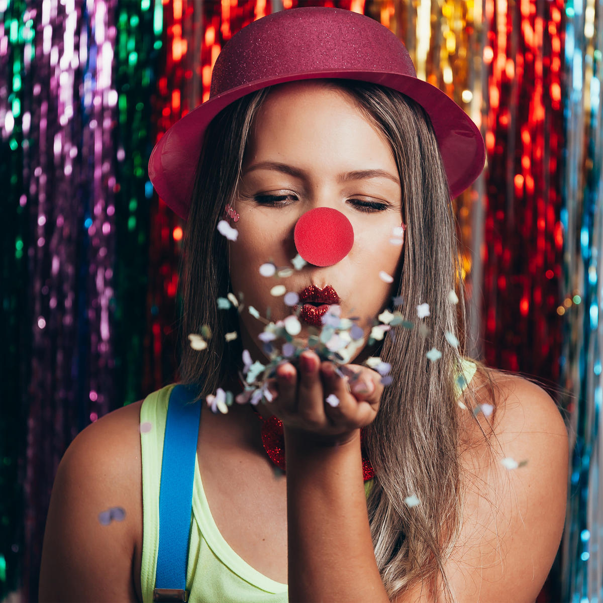 25XCLOWNSKÉ nosy - červená, textil (5/5/5cm) - Relaxdays