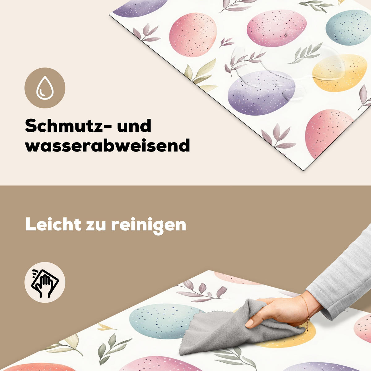 HERDABDECKPLATTE Eier - Bunt - Muster Ceranfeldabdeckung 78x52 cm - Weiß, Kunststoff (78/52/0.2cm) - MuchoWow