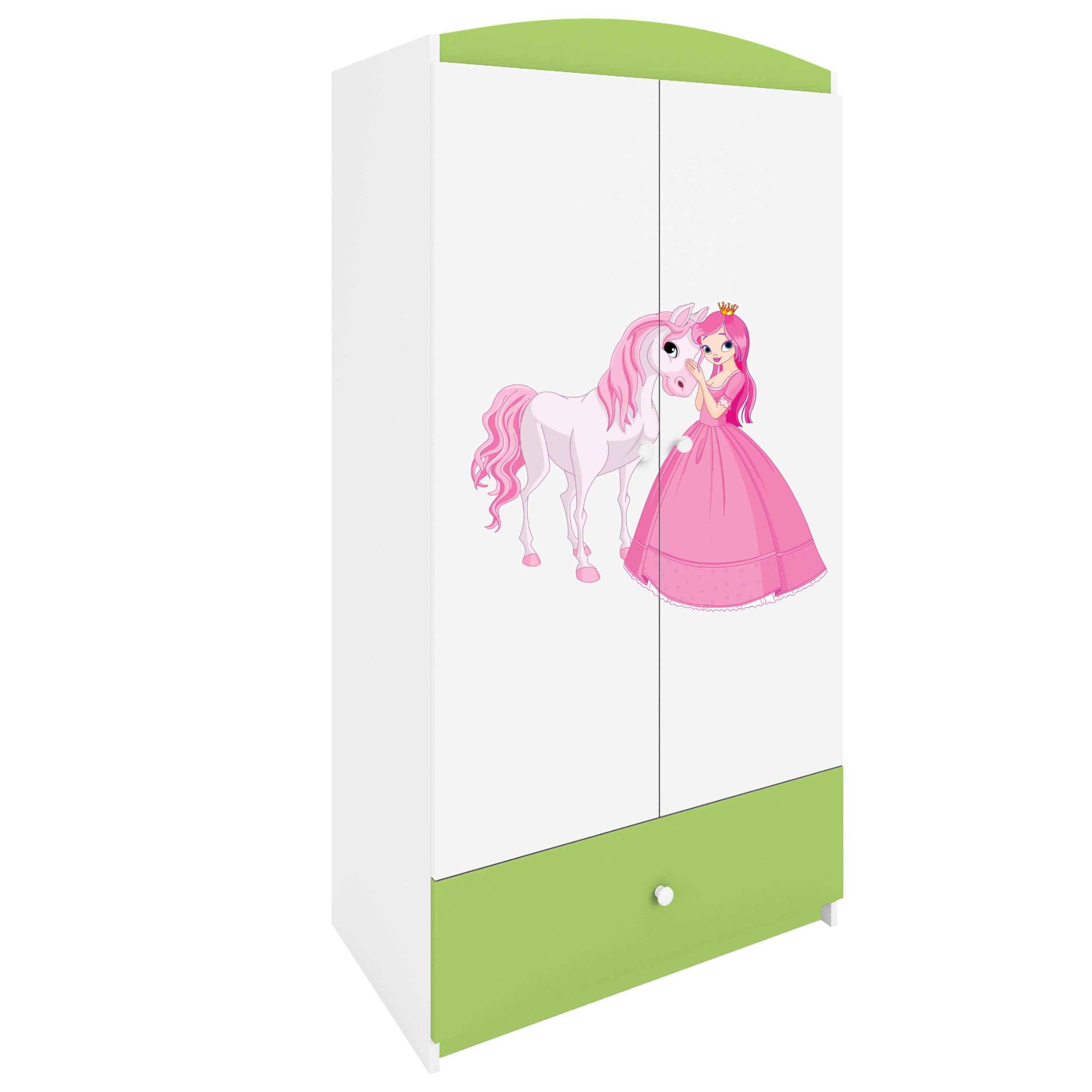 KINDERKLEIDERSCHRANK Prinzessin I - Grün, Holzwerkstoff (90/175/52cm) - RAUMHIRSCH FURNITURE