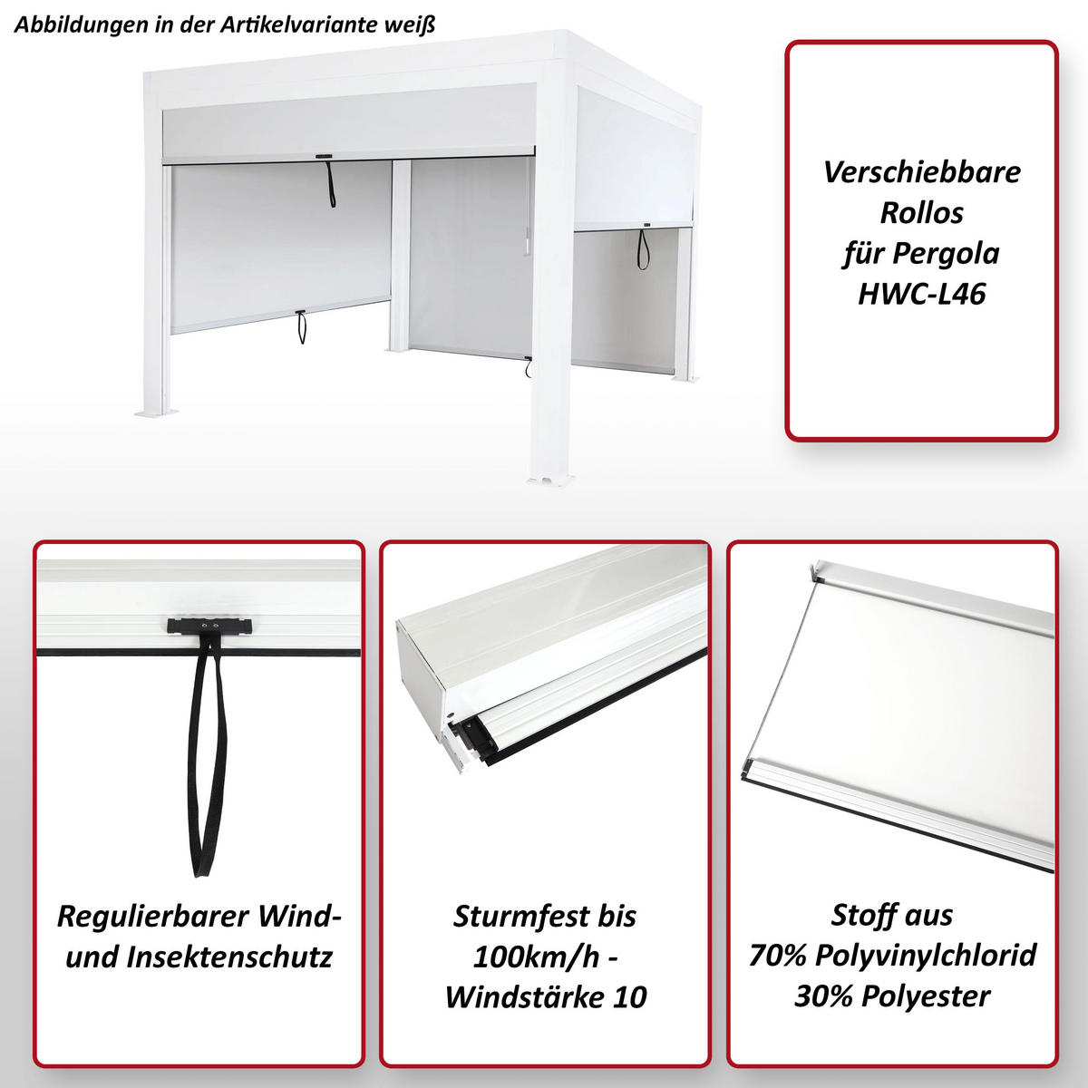 SEITENWAND FÜR PERGOLA Anthrazit - Anthrazit, Textil (375/205/1cm) - MCW