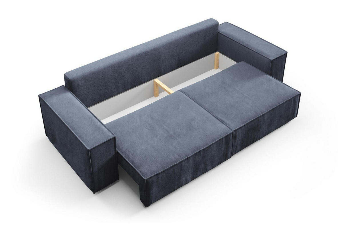 SCHLAFSOFA mit Bettkasten Hellblau - Anthrazit, Textil (255/88/102cm) - Furnisell