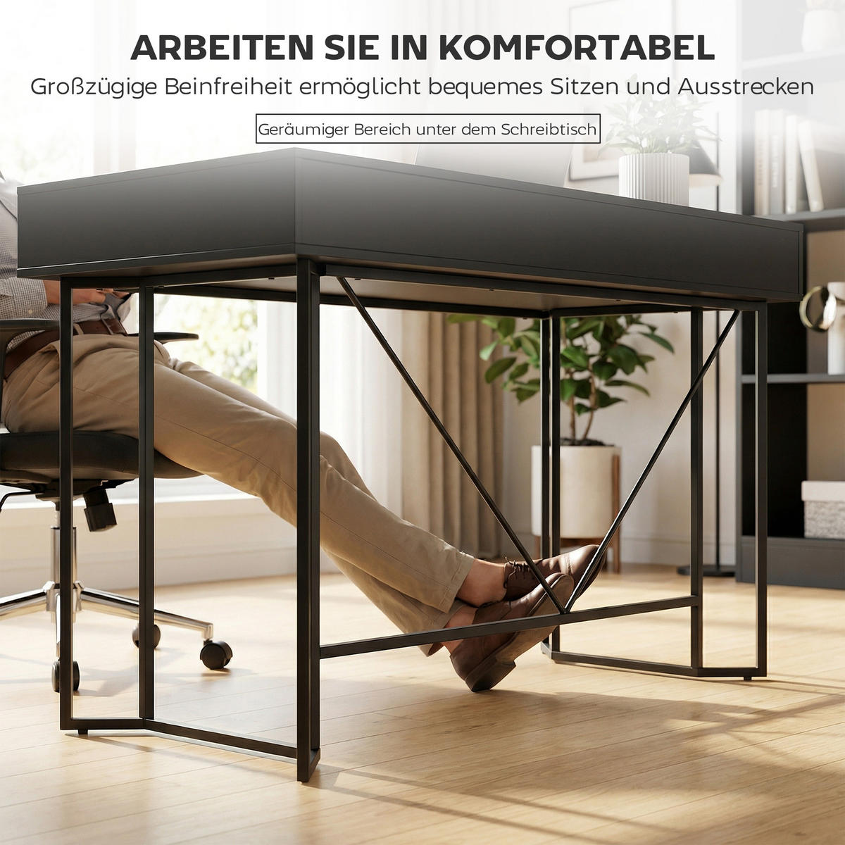 SCHREIBTISCH Spanplatte-Metall Schwarz - Schwarz, Holzwerkstoff/Metall (120/60/77cm) - HOMCOM