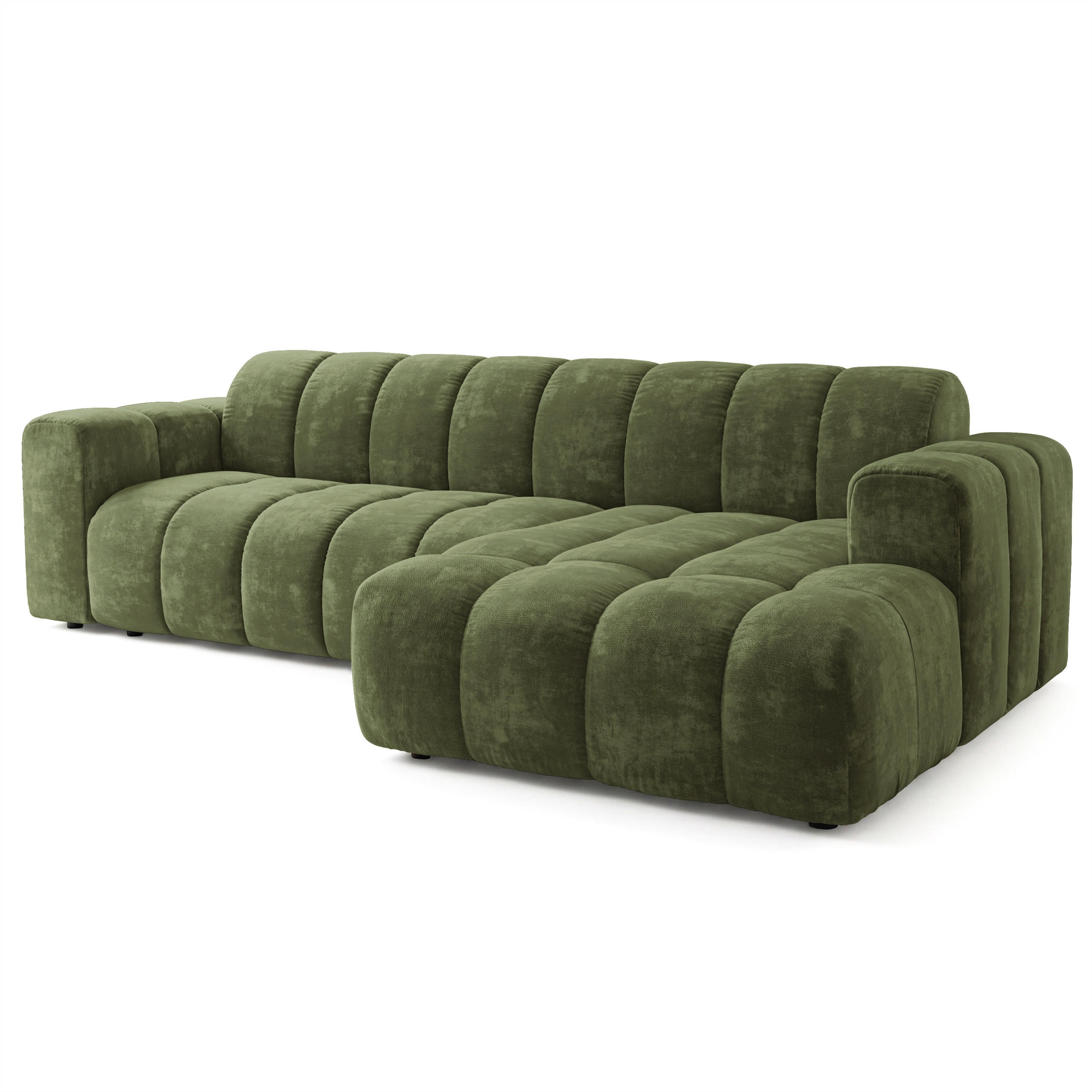 ECKSOFA SETIA LM R-S Grün Chenille - Grün, Holzwerkstoff (304/165cm) - MASSENO