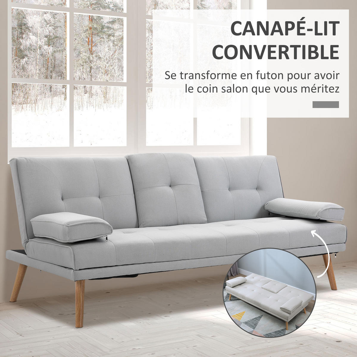 SCHLAFSOFA 3-Sitzer DE-13374 Hellgrau - Hellgrau, Textil (181/78/77cm) - ComfortXL