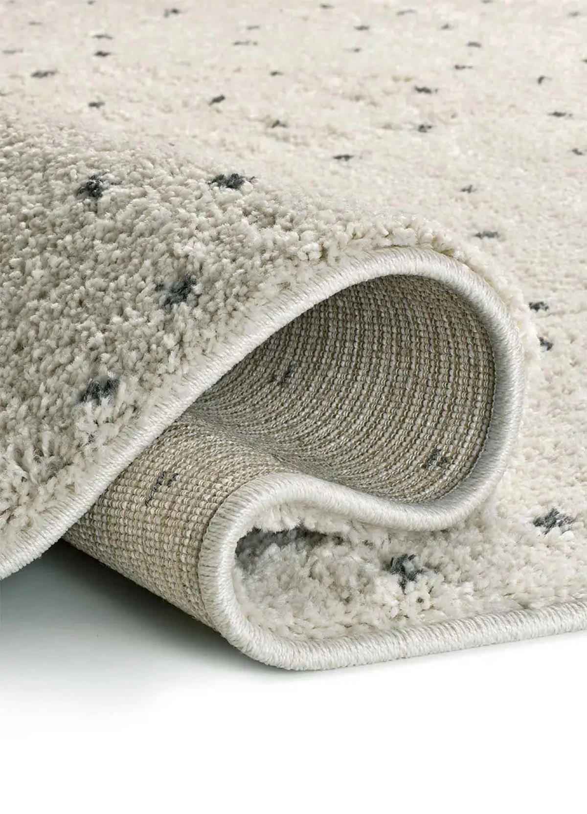 HOCHFLORTEPPICH Creme / Schwarz Lush 120/180 cm - Creme/Schwarz, Naturmaterialien/Textil (120/180cm) - Atticgo