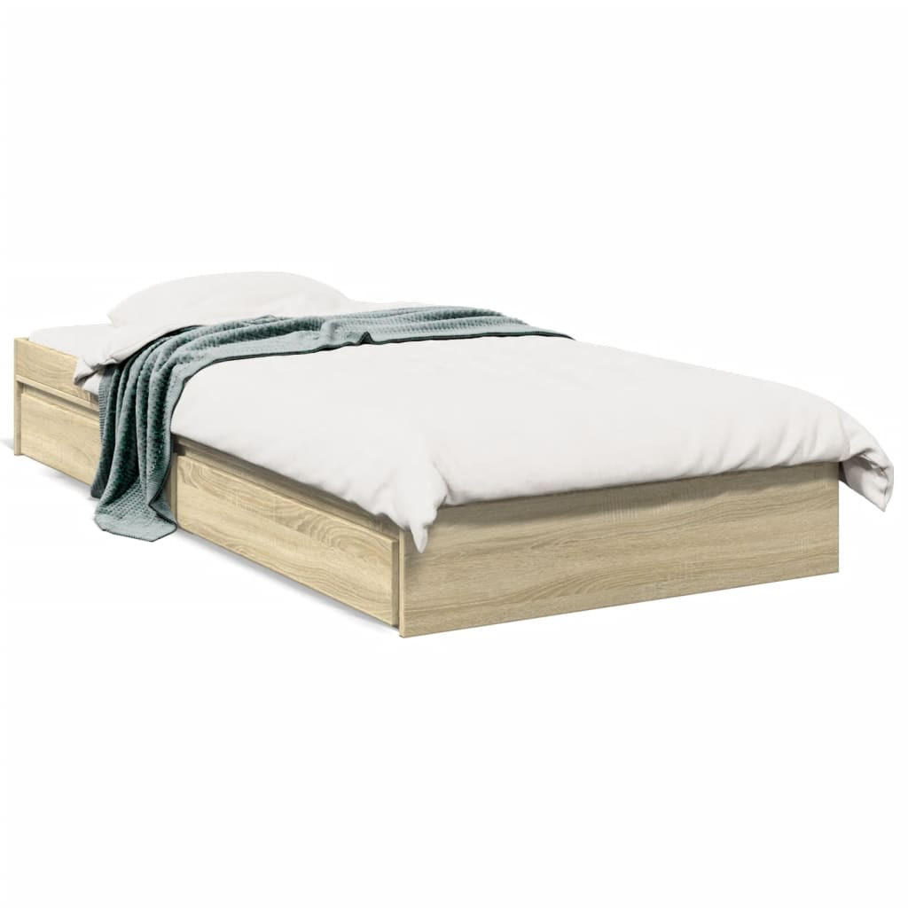 BETTGESTELL Mit Schubladen Sonoma-Eiche 100/200Cm Holzwerkstoff - Braun, Holzwerkstoff (100/200cm) - vidaXL