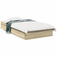 BETTGESTELL Mit Schubladen Sonoma-Eiche 100/200Cm Holzwerkstoff - Braun, Holzwerkstoff (100/200cm) - vidaXL