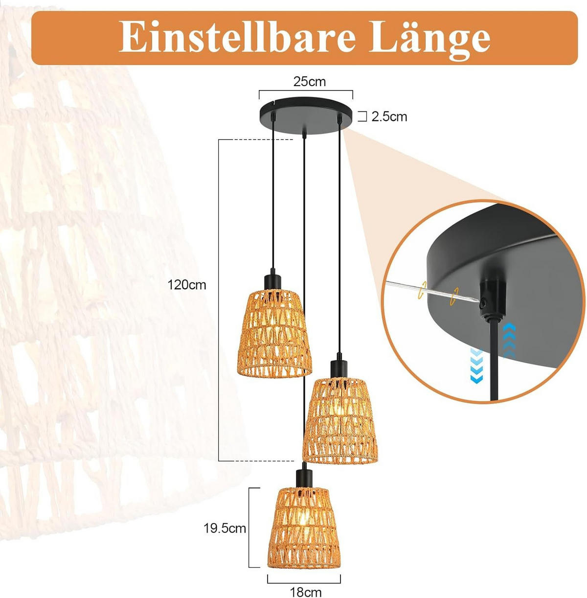 PENDELLEUCHTE BAILEY Ⅲ 25/25/120 cm - Schwarz, Metall (25/25/120cm) - Nettlife