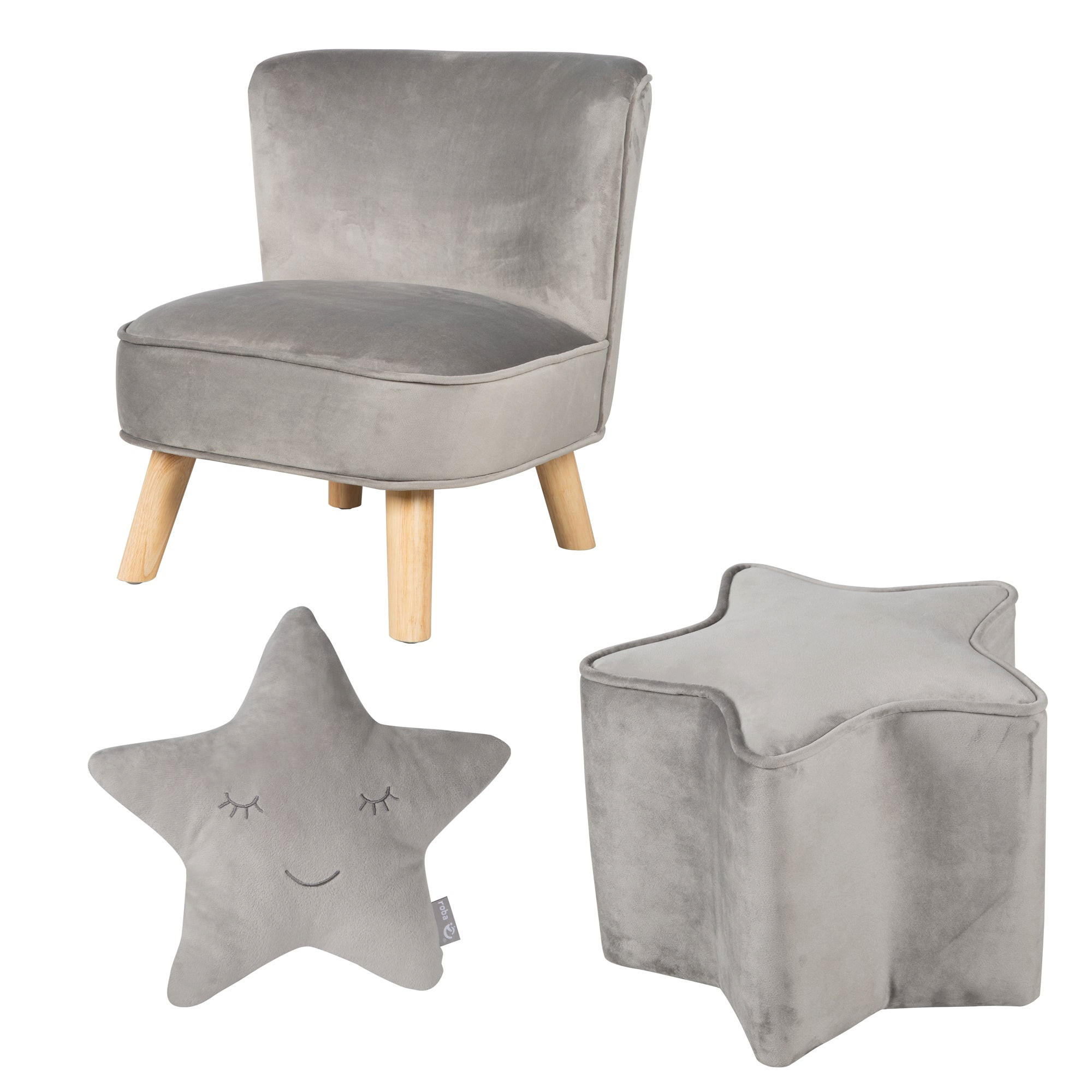 KINDERSESSEL klein 3-tlg. silbergrau - Grau, Holzwerkstoff/Textil (70/50/48cm) - Roba