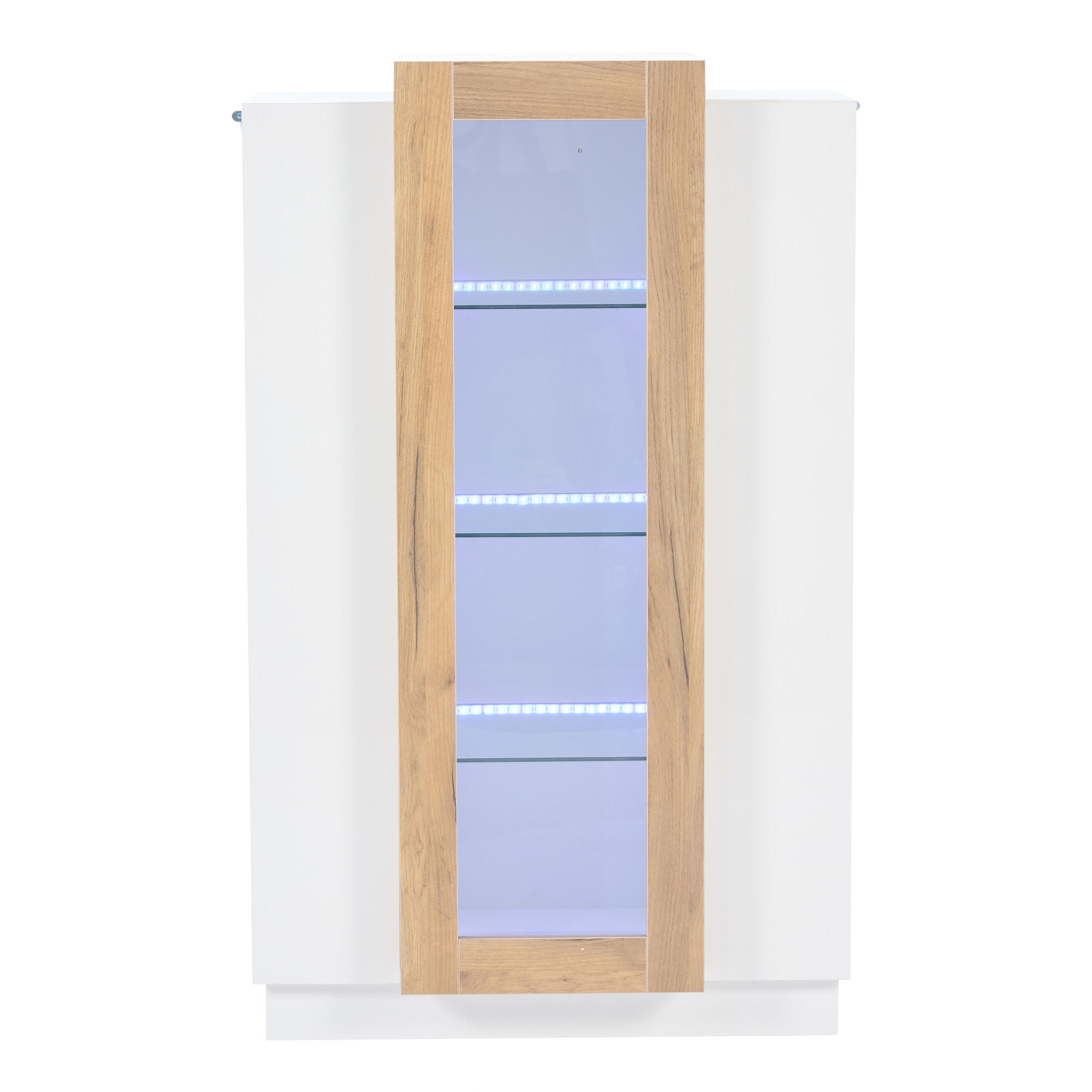 VITRINE Weiß, Natur 74/40/120 cm - Weiß, Holzwerkstoff (74/120/40cm) - PANGIVO