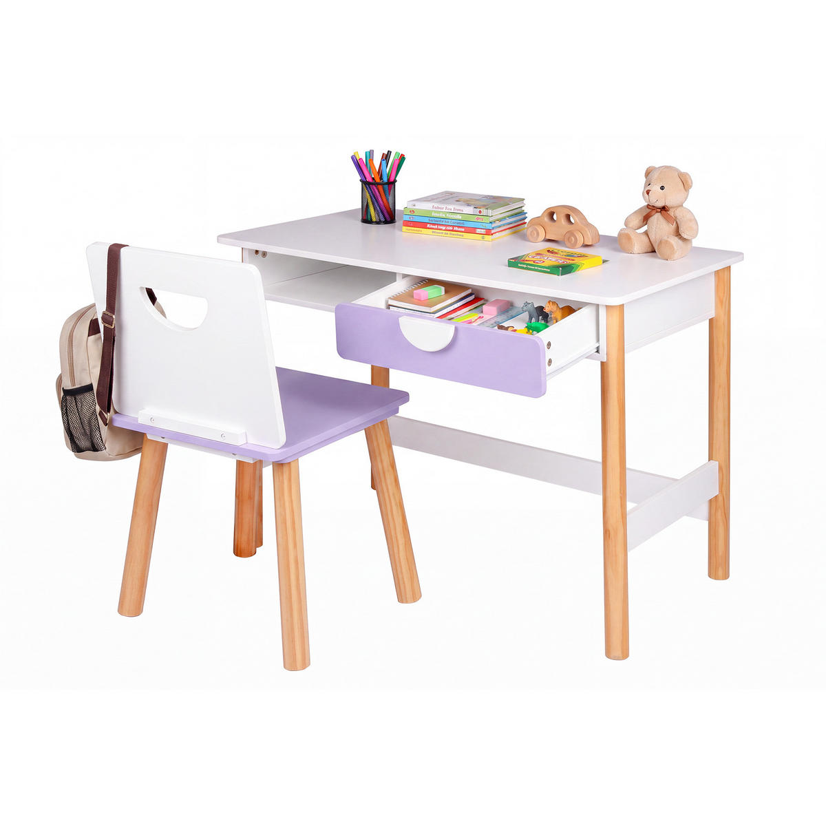 KINDERSTÜHLE Weiß Lila 33/35/60 - Weiß, Holz (33/60/35cm) - Mobili Rebecca