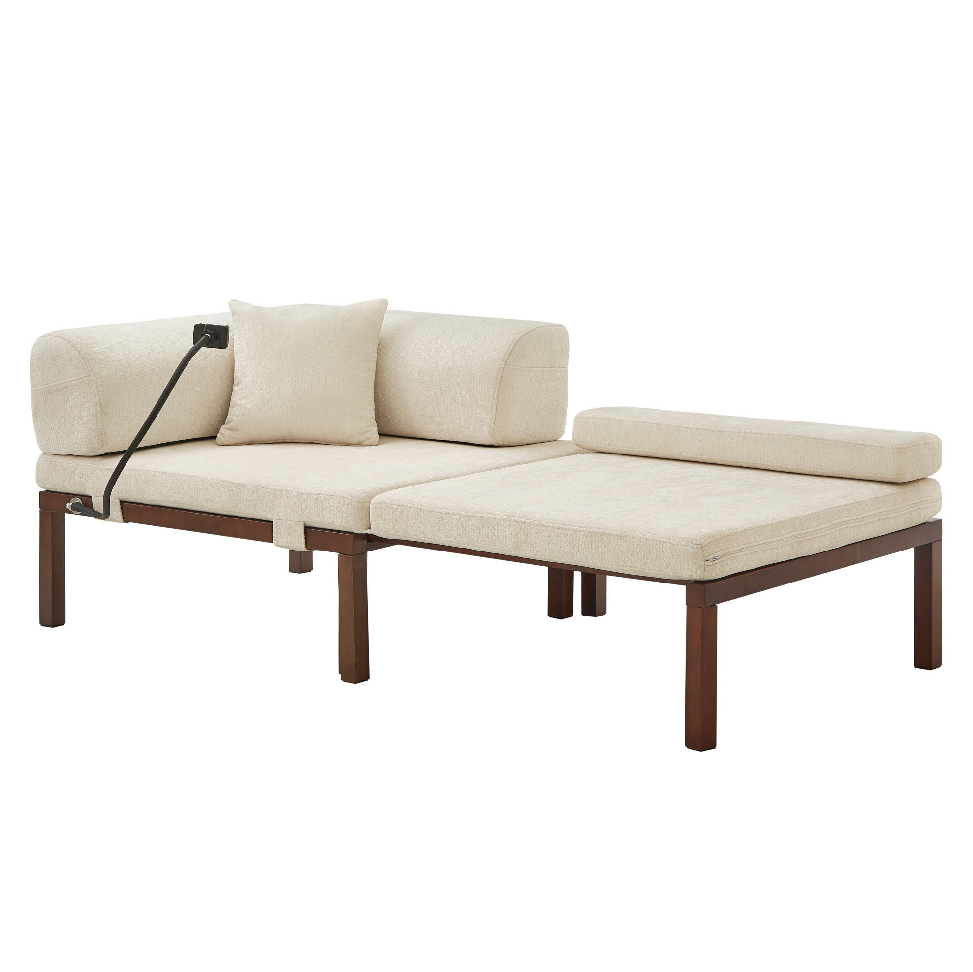 SCHLAFSOFA mit ausziehbarer Einzelliege und klappbarer Funktion, platzsparendes Design, Beige - Beige, Textil (176/64/81cm) - Redom