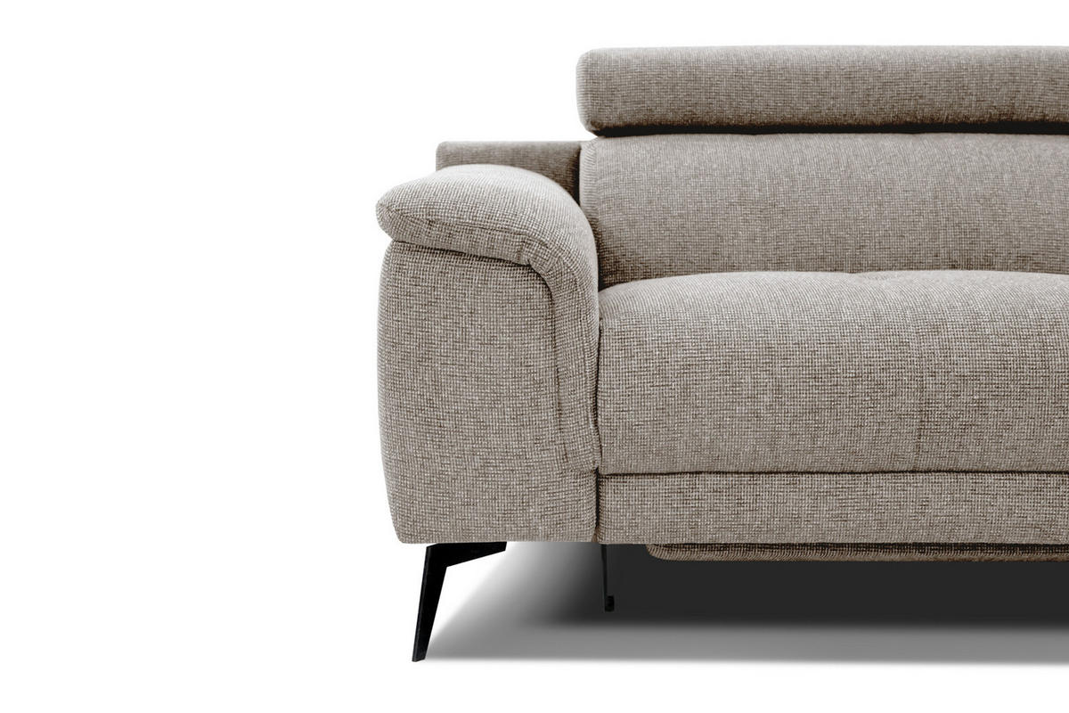 RELAXSOFA FIERO 3-Sitzer mit 2 Relaxfunktionen, taupe - Taupe/Schwarz, Holzwerkstoff/Textil (212/82/103cm)