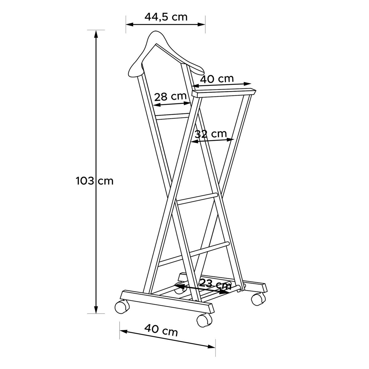 KLEIDERBUTLER AGLAS Herrendiener, auf Drehrollen, natürliches Buchenholz - Naturfarben, Holz (43/105/32cm) - KONSIMO®