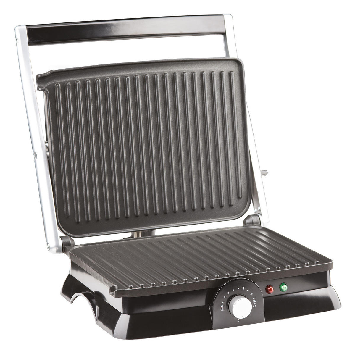 GRILL GR20 Schwarz und Silber, Panini Press - Silberfarben, Metall (15/12.3/33.2cm) - HKoenig