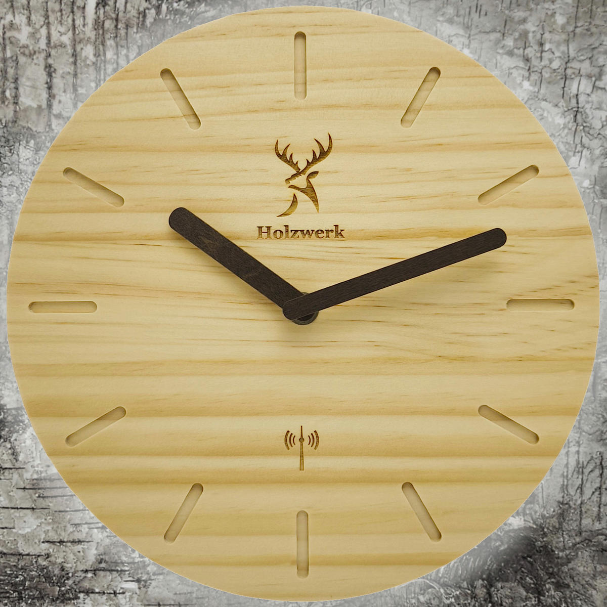 WANDUHR Holz Designer WARBURG (FUNK) Loft Wand Uhr, beige - Beige/Dunkelbraun, Holz (25/25/2.2cm) - Holzwerk