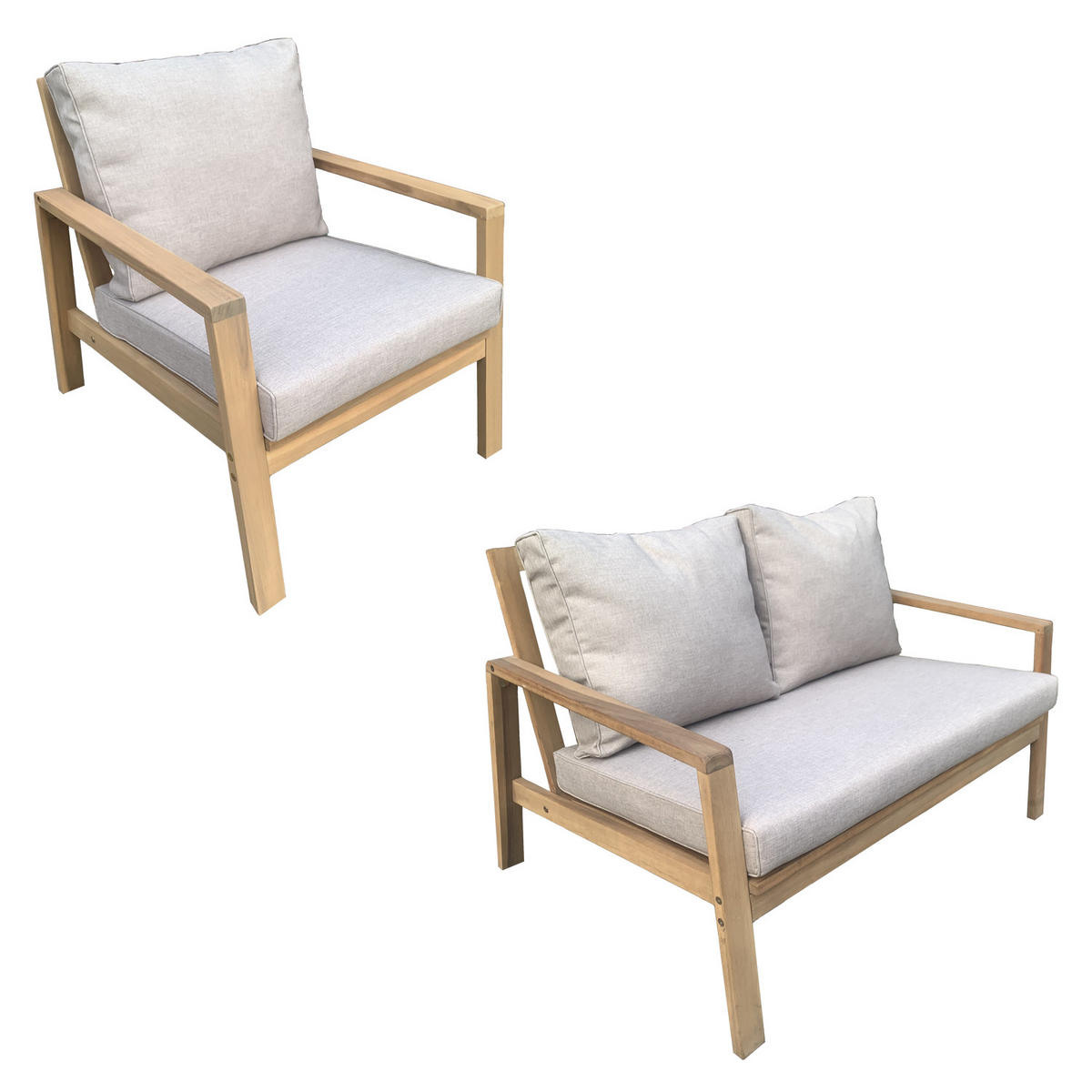 GARTENMÖBEL Gili Sand 4er-Set - Beige, Holz - Happy Garden