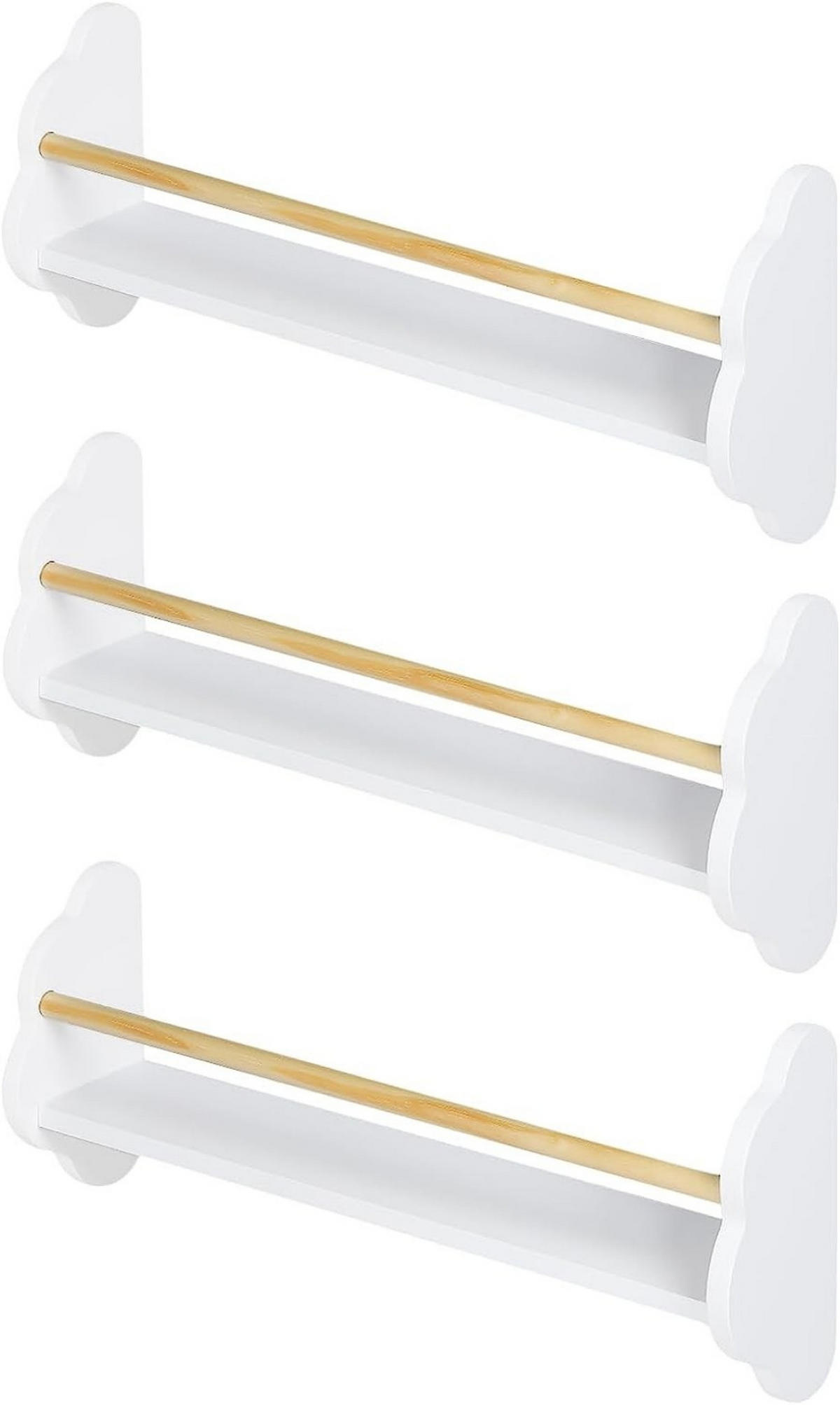 KINDER-WANDREGAL 3er Set, Kiefernholz, 55 x 12,7 x 23cm, Weiß - Weiß, Holz/Holzwerkstoff (55/23/12.7cm) - Woltu