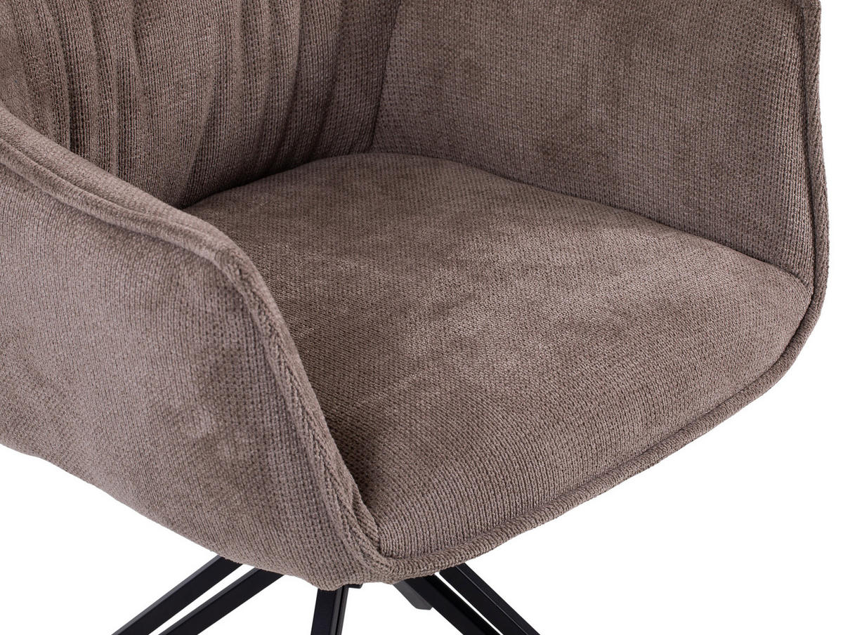 DININGSESSEL Ginosa braun drehbar - Beige/Schwarz, Textil/Metall (62/90/66cm) - Mr. Deko