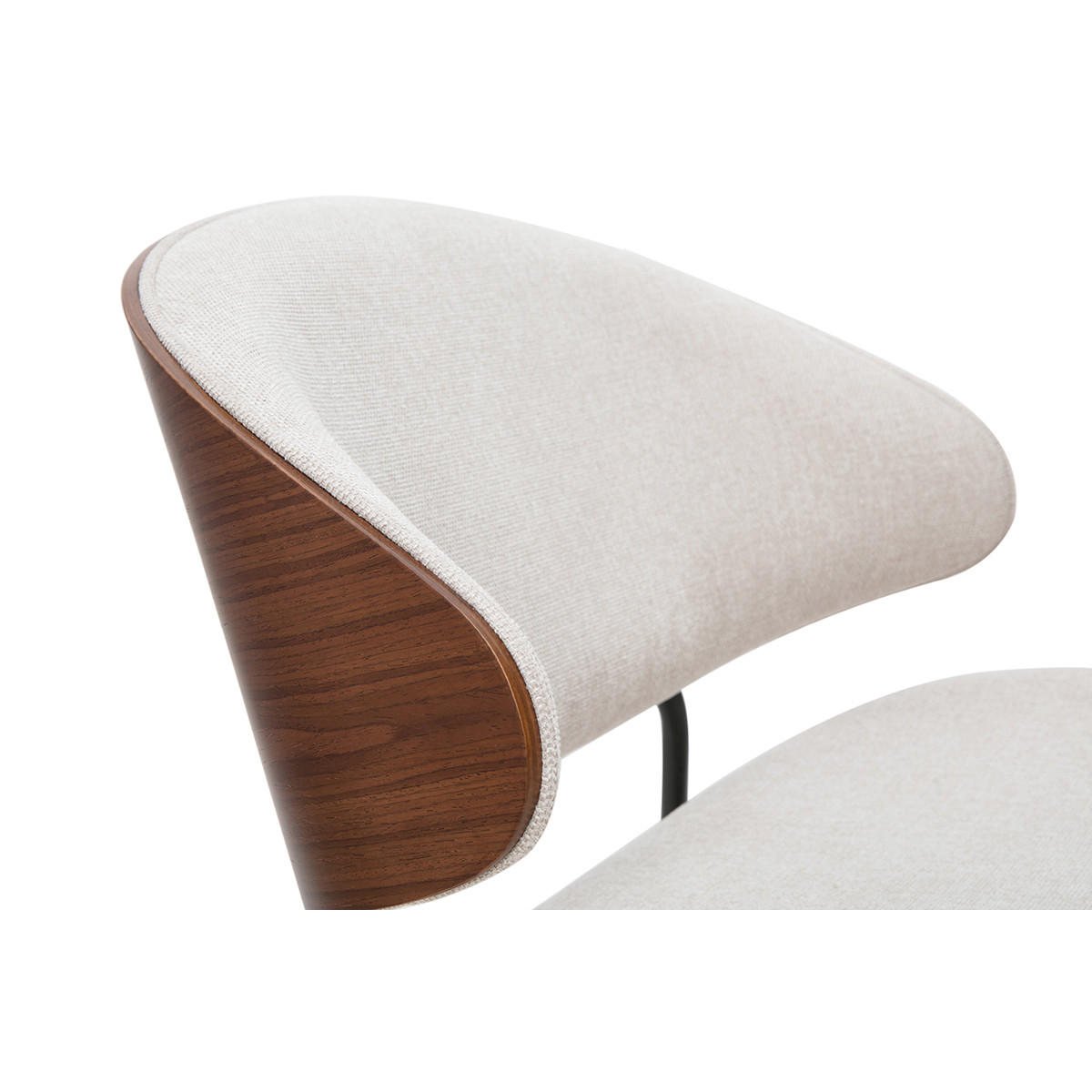 SESSEL in beige Textur-Samtstoff, dunkles Holz und schwarzes Metall FABULO - Beige/Braun, Textil (65/75/64cm) - Miliboo