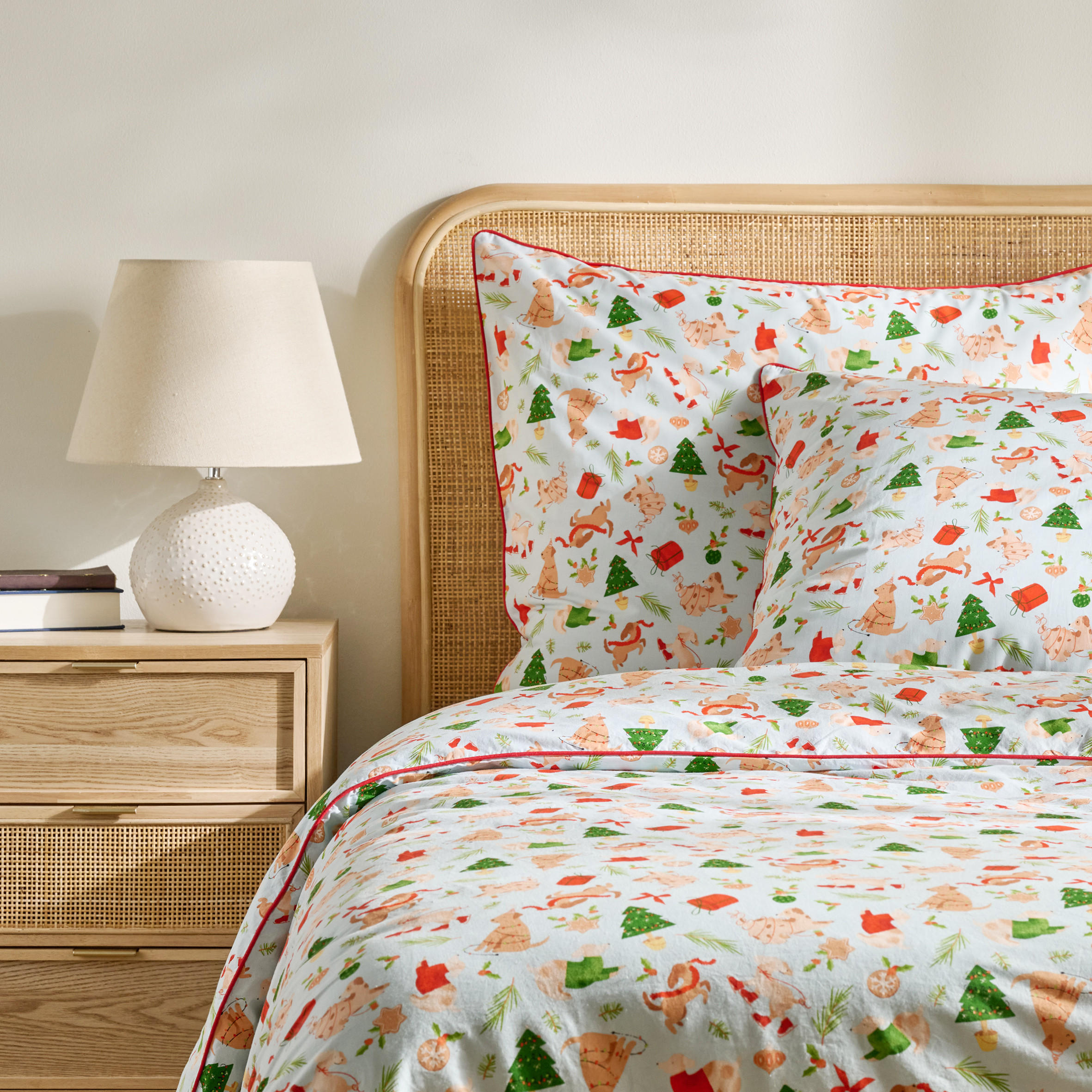 BETTWÄSCHE Satin DOGIMAS, 160x200 cm, Salbeigrün, Winter Weihnachten Bettbezug, Weihnachtsdeko, Christmas, Weihnachtsmotiv - Salbeigrün, Textil (160/200cm) - home&you