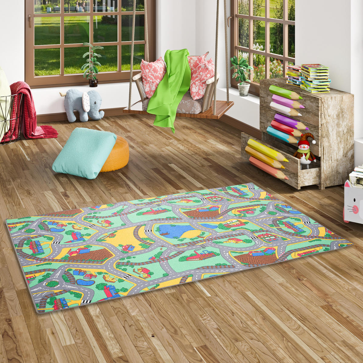 KINDER SPIEL STRASSENTEPPICH - Multicolor, Textil (200/300cm) - Snapstyle