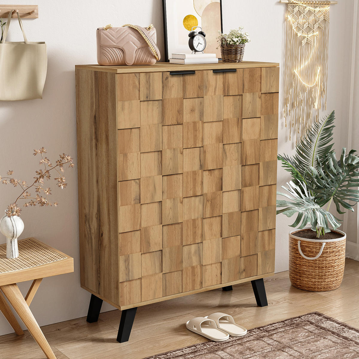 SIDEBOARD Moderner Schuhschrank 80.5x35x109.5 Verstellbare Einlegeböden - Naturfarben, Holzwerkstoff (35/109.5/80.5cm) - FLIEKS