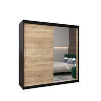 SCHWEBETÜRENSCHRANK 200/200/62 2-türig - Silberfarben/Schwarz, Holz/Kunststoff (200/200/62cm) - Abiks Möbel